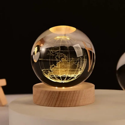 Crystal Ball Planet Night Light | Laser Engraved Solar System Astronomy Festival Gifts Home Desktop Decoration