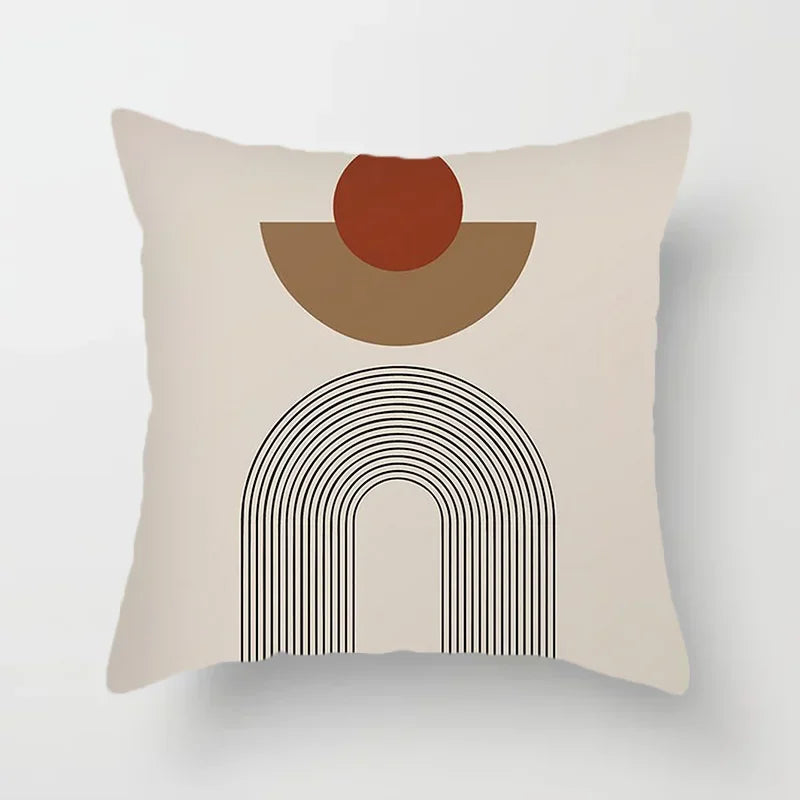 Abstract Line Pattern Cushion Cover | Home Decor Pillowcase Sofa Decoration Bird Peach Skin