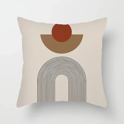 Abstract Line Pattern Cushion Cover | Home Decor Pillowcase Sofa Decoration Bird Peach Skin