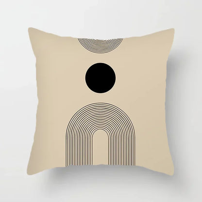 Abstract Line Pattern Cushion Cover | Home Decor Pillowcase Sofa Decoration Bird Peach Skin