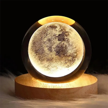 Crystal Ball Planet Night Light | Laser Engraved Solar System Astronomy Festival Gifts Home Desktop Decoration