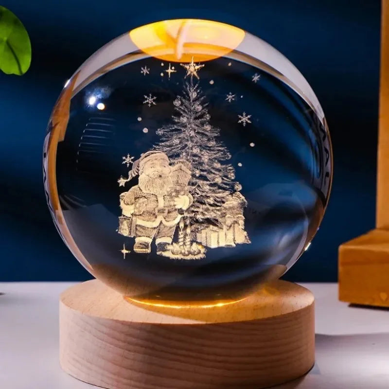 Crystal Ball Planet Night Light | Laser Engraved Solar System Astronomy Festival Gifts Home Desktop Decoration