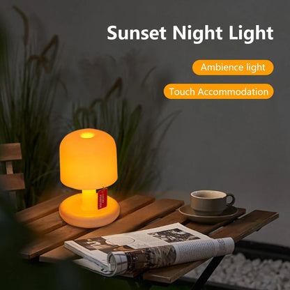 Mini Table Lamp | Rechargeable Sunset Ambiance Night Lamp Beige Creative Desktop Decoration Bedroom Desk Illumination Lamp