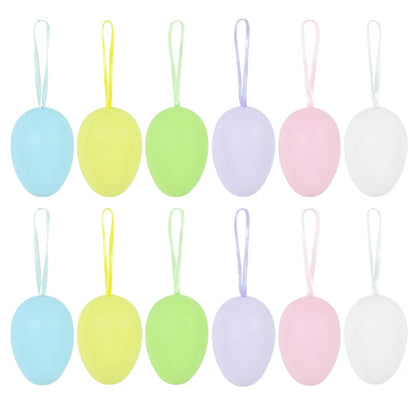 Easter Eggs Hanging Ornament | 12pcs Colourful Bunny Painted Egg Pendant 2025 Happy Easter Party Decoration Supplies Kids Gifts Toy