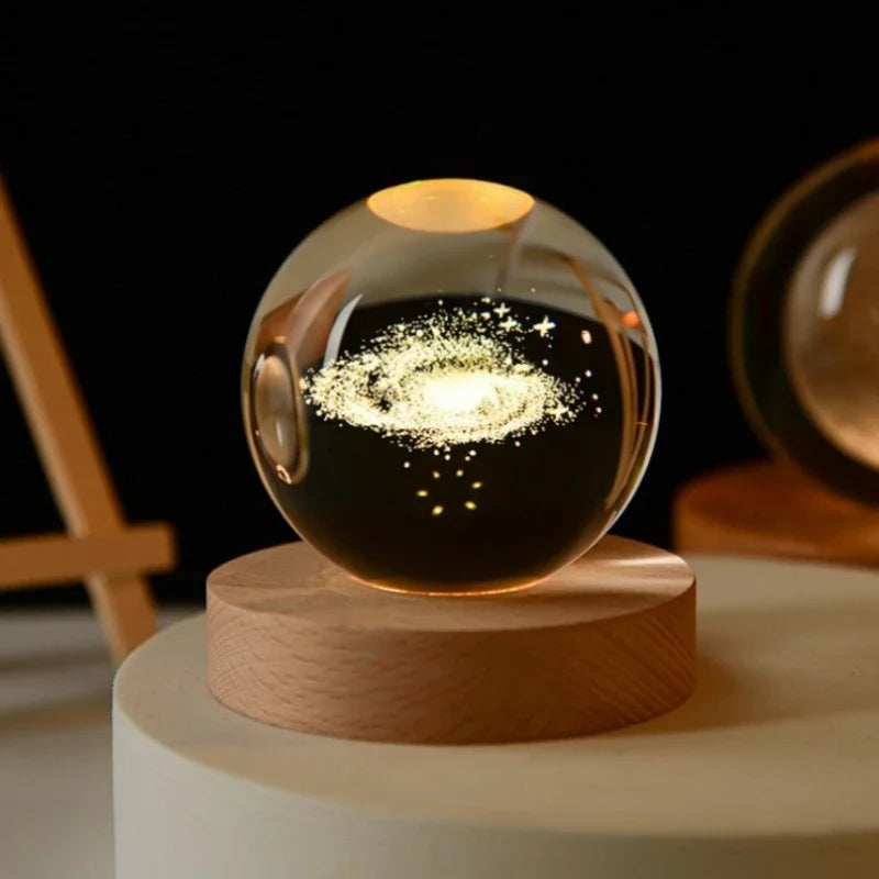 Crystal Ball Planet Night Light | Laser Engraved Solar System Astronomy Festival Gifts Home Desktop Decoration