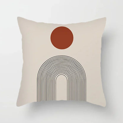 Abstract Line Pattern Cushion Cover | Home Decor Pillowcase Sofa Decoration Bird Peach Skin