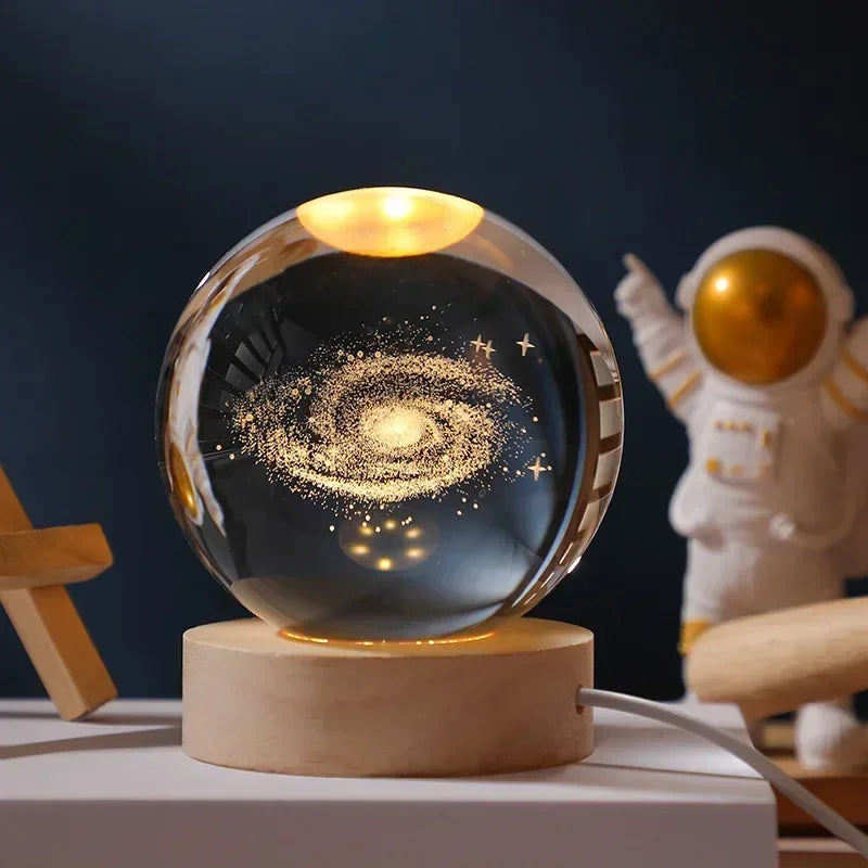 Crystal Ball Planet Night Light | Laser Engraved Solar System Astronomy Festival Gifts Home Desktop Decoration