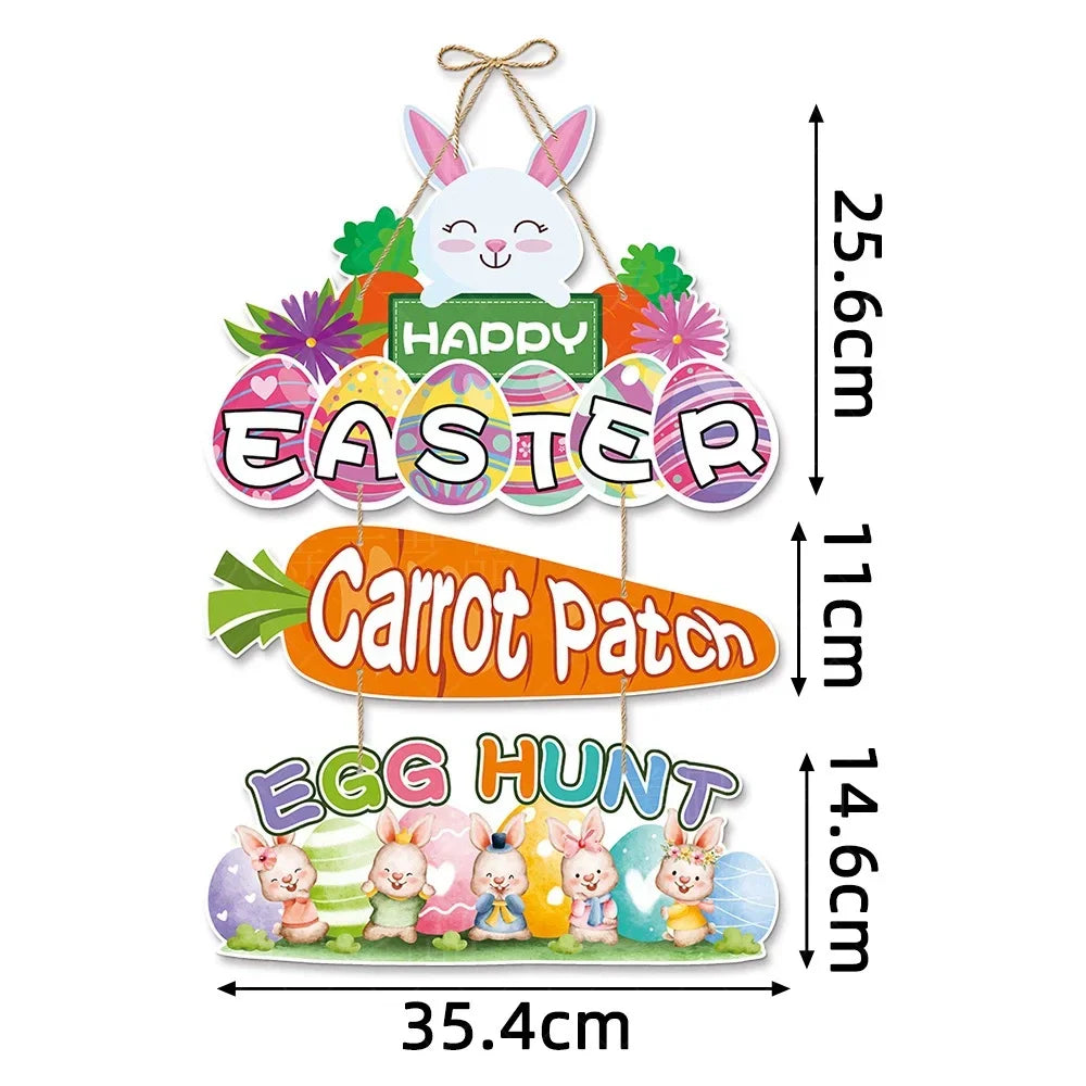 Easter Bunny Door Hanger | Happy Easter Decorations Spring Bunny Party Door Decor Easter Celebration