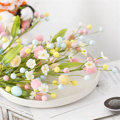 Easter Egg Artificial Flower | Branch Fake Plant Happy Easter Decor Party Home Vase Decor Diy Flower Arrangement Decorative Access