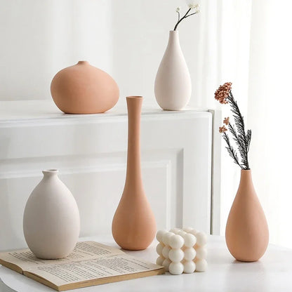 Minimalism Ceramic Vases | Nordic Art Flower Bottle Desktop Ornament Living Room Office Desktop Vase Table Decor Accessories