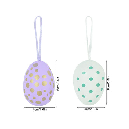 Easter Eggs Hanging Ornament | 12pcs Colourful Bunny Painted Egg Pendant 2025 Happy Easter Party Decoration Supplies Kids Gifts Toy