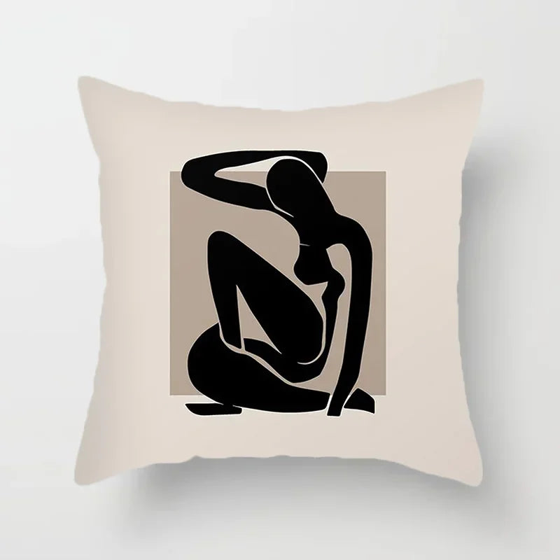 Abstract Line Pattern Cushion Cover | Home Decor Pillowcase Sofa Decoration Bird Peach Skin