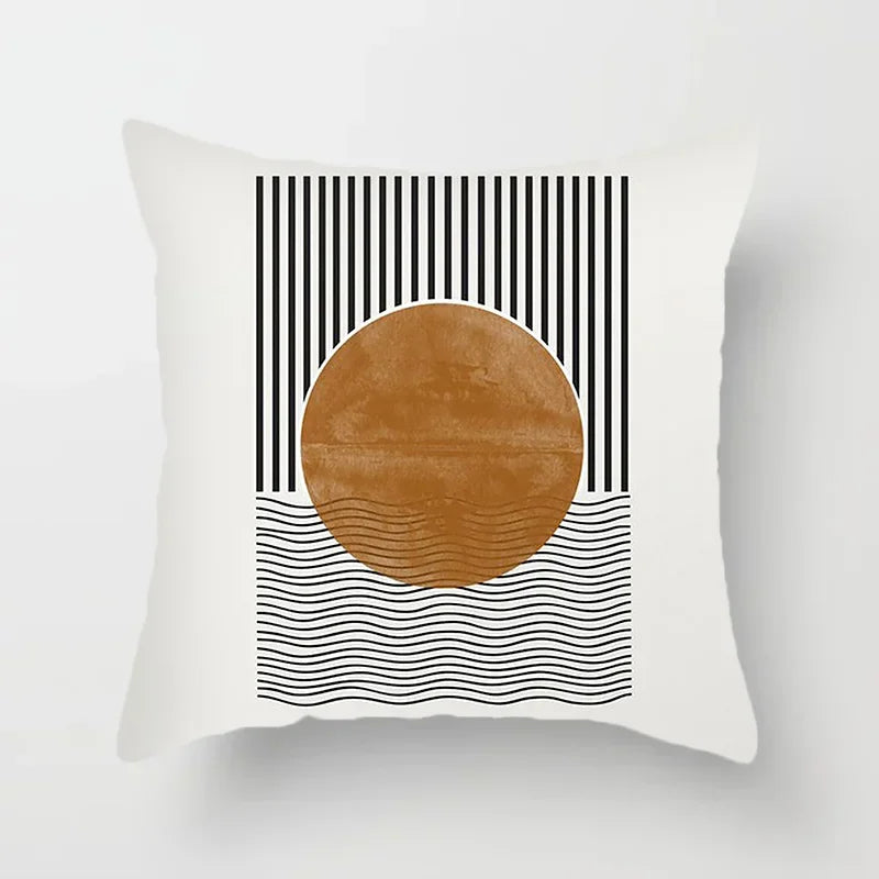 Abstract Line Pattern Cushion Cover | Home Decor Pillowcase Sofa Decoration Bird Peach Skin