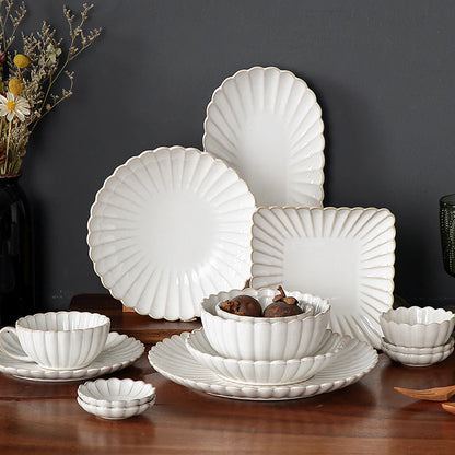 White ceramic tableware | Fruit salad dessert plate soup bowl kitchen dish tableware dishes and plates sets  dishes  plate