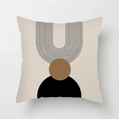 Abstract Line Pattern Cushion Cover | Home Decor Pillowcase Sofa Decoration Bird Peach Skin