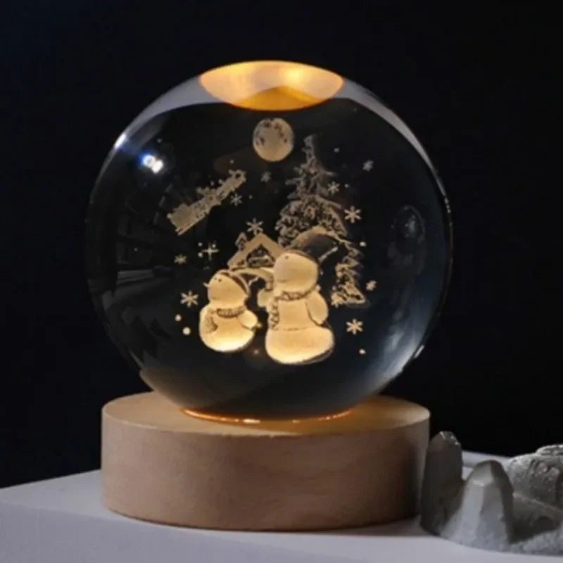 Crystal Ball Planet Night Light | Laser Engraved Solar System Astronomy Festival Gifts Home Desktop Decoration