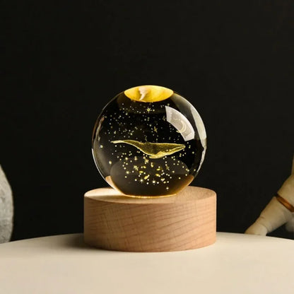 Crystal Ball Planet Night Light | Laser Engraved Solar System Astronomy Festival Gifts Home Desktop Decoration