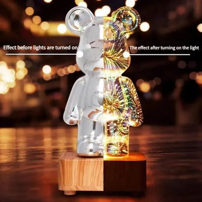 LED 3D Bear Fireworks Night Light | USB Room Decoration Ambient Light Suitable for Children Room Bedroom Decoration