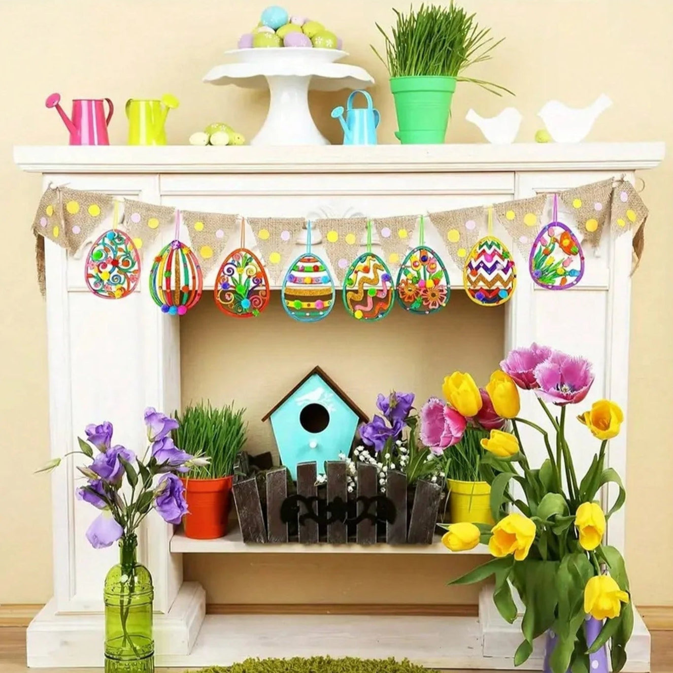 Easter DIY Wooden Egg Craft Kit | 24pcs Paint Your Own Colorful Egg Ornaments, Ideal for Spring Classroom Activities and Crafting