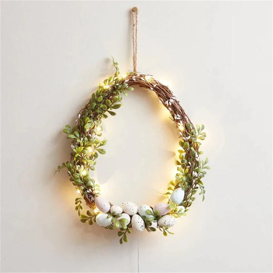 Easter Flower Circle | Beautiful Flower Hoop Colorful Eggs Garlands Creative Easter Wreaths Ornaments Door Garlands