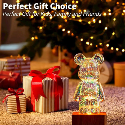 LED 3D Bear Fireworks Night Light | USB Room Decoration Ambient Light Suitable for Children Room Bedroom Decoration