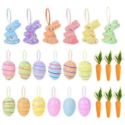 Easter Eggs Rabbit Hanging Ornaments | 24Pcs/set Decoration for Home Easter Tree Pendants Basket Filler Kids Gift Favors