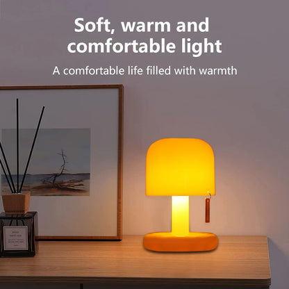 Mini Table Lamp | Rechargeable Sunset Ambiance Night Lamp Beige Creative Desktop Decoration Bedroom Desk Illumination Lamp