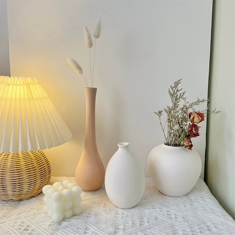 Minimalism Ceramic Vases | Nordic Art Flower Bottle Desktop Ornament Living Room Office Desktop Vase Table Decor Accessories