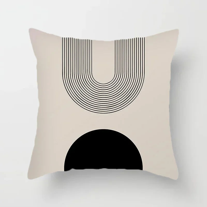 Abstract Line Pattern Cushion Cover | Home Decor Pillowcase Sofa Decoration Bird Peach Skin