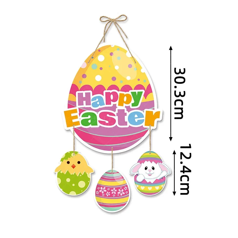 Easter Bunny Door Hanger | Happy Easter Decorations Spring Bunny Party Door Decor Easter Celebration