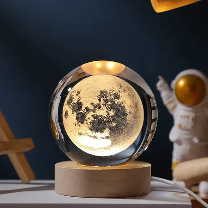 Crystal Ball Planet Night Light | Laser Engraved Solar System Astronomy Festival Gifts Home Desktop Decoration