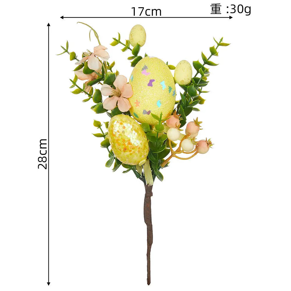 Easter Egg Artificial Flower | Branch Fake Plant Happy Easter Decor Party Home Vase Decor Diy Flower Arrangement Decorative Access