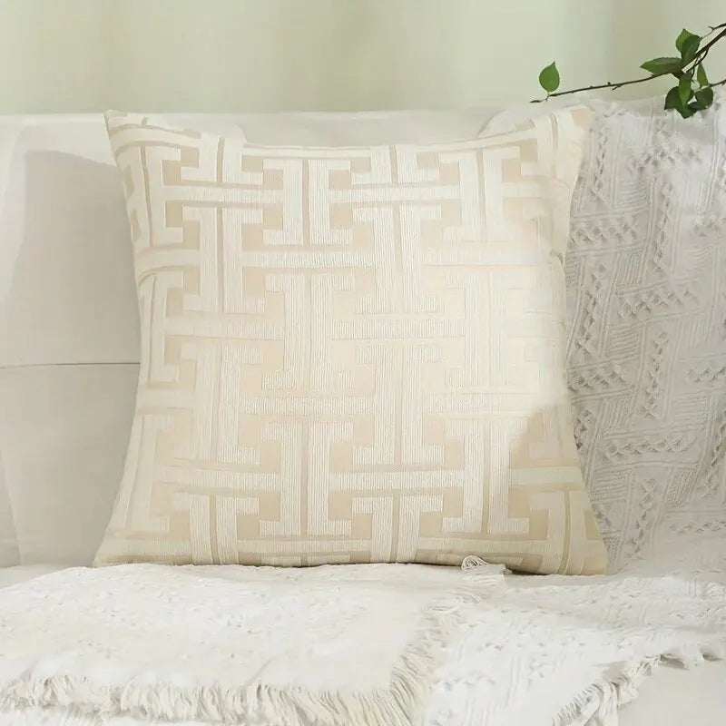 Geometric Patterned Chenille Jacquard Pillowcase | 100% Polyester 1 Piece Spring, Summer, Autumn, and Winter Seasons