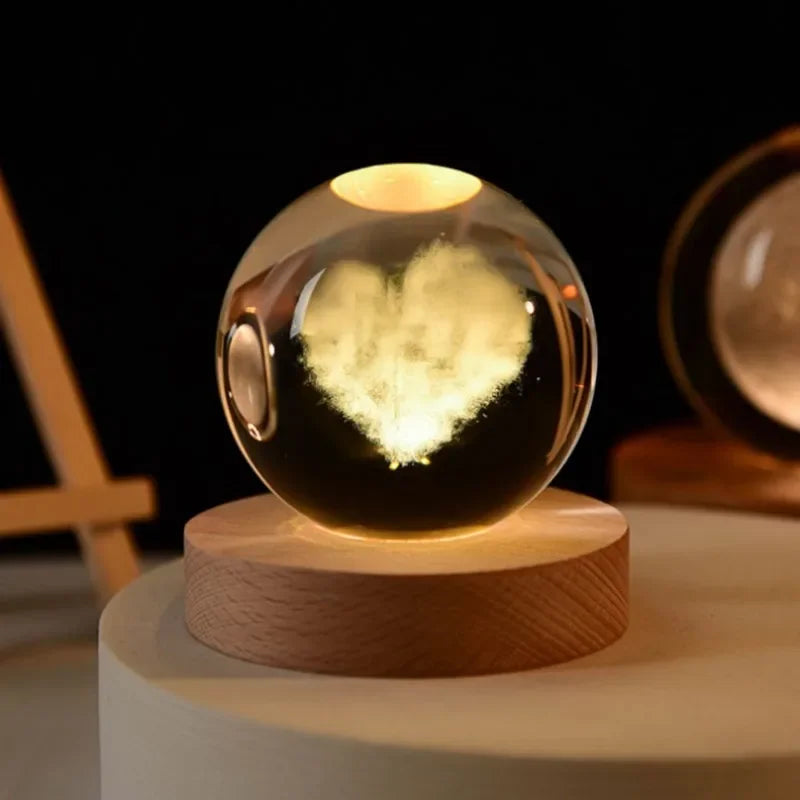 Crystal Ball Planet Night Light | Laser Engraved Solar System Astronomy Festival Gifts Home Desktop Decoration