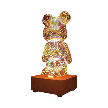 LED 3D Bear Fireworks Night Light | USB Room Decoration Ambient Light Suitable for Children Room Bedroom Decoration