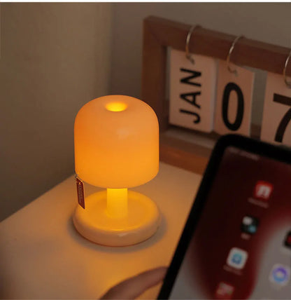 Mini Table Lamp | Rechargeable Sunset Ambiance Night Lamp Beige Creative Desktop Decoration Bedroom Desk Illumination Lamp