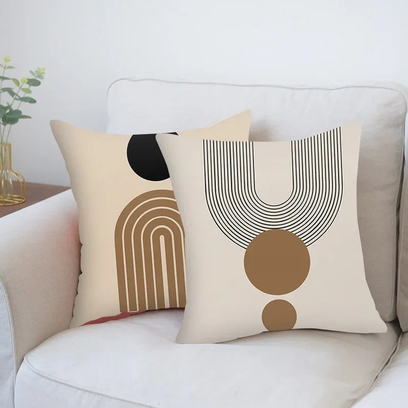 Abstract Line Pattern Cushion Cover | Home Decor Pillowcase Sofa Decoration Bird Peach Skin