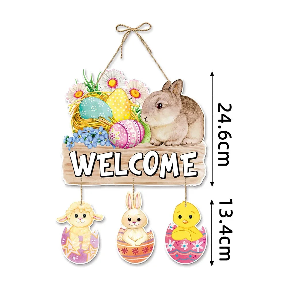 Easter Bunny Door Hanger | Happy Easter Decorations Spring Bunny Party Door Decor Easter Celebration