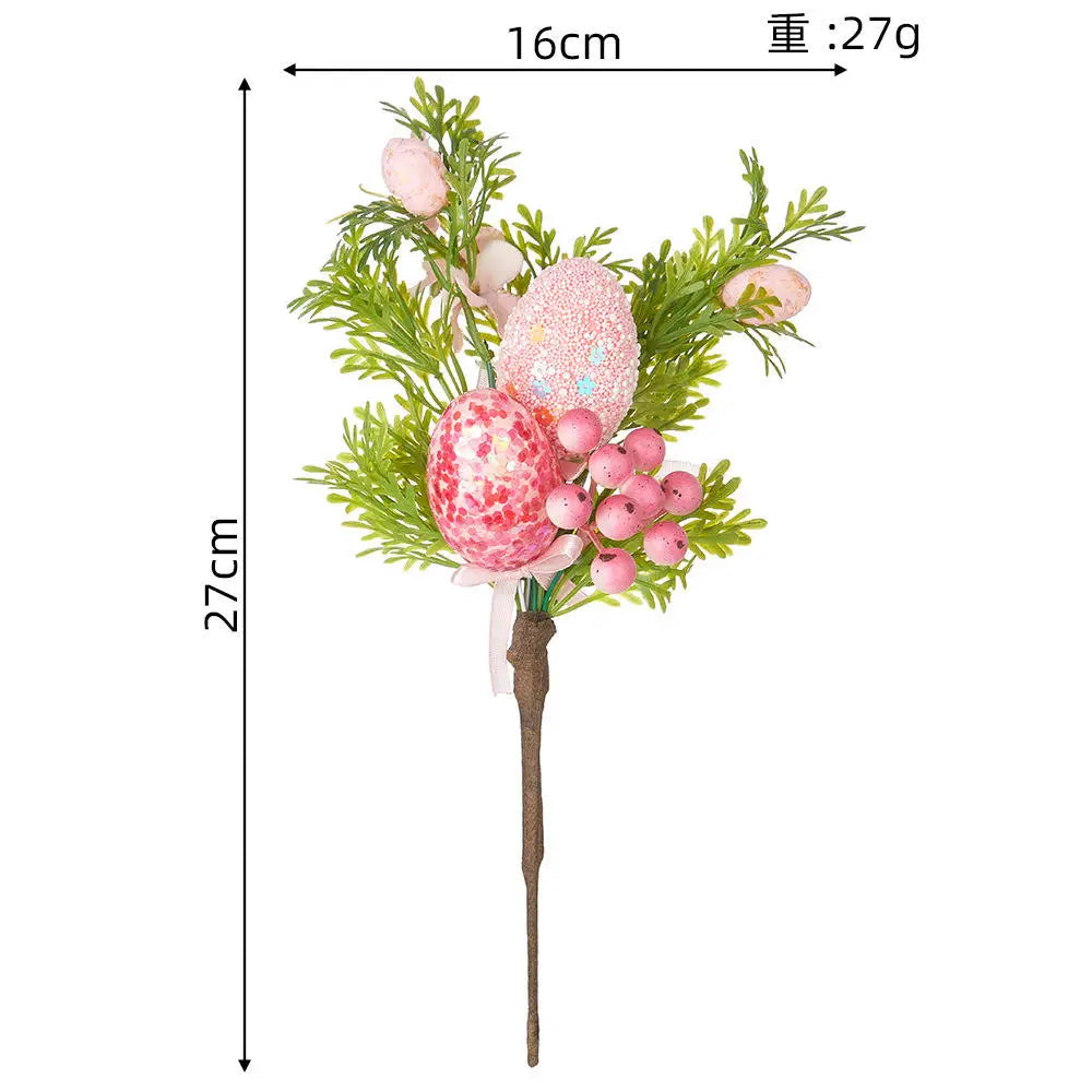 Easter Egg Artificial Flower | Branch Fake Plant Happy Easter Decor Party Home Vase Decor Diy Flower Arrangement Decorative Access