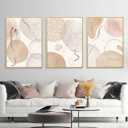 Boho Geometric Beige Abstract Posters | Canvas Painting Wall Art Print Pictures for Bedroom Living Room Interior Home Decoration