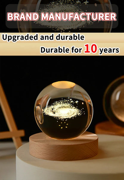 Crystal Ball Planet Night Light | Laser Engraved Solar System Astronomy Festival Gifts Home Desktop Decoration