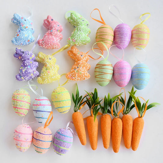 Easter Eggs Rabbit Hanging Ornaments | 24Pcs/set Decoration for Home Easter Tree Pendants Basket Filler Kids Gift Favors