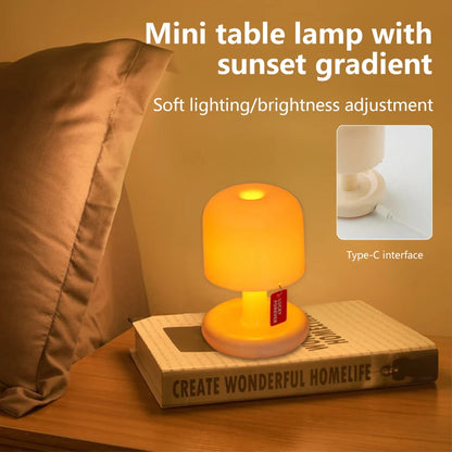 Mini Table Lamp | Rechargeable Sunset Ambiance Night Lamp Beige Creative Desktop Decoration Bedroom Desk Illumination Lamp