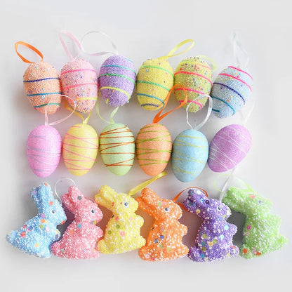 Easter Eggs Rabbit Hanging Ornaments | 24Pcs/set Decoration for Home Easter Tree Pendants Basket Filler Kids Gift Favors