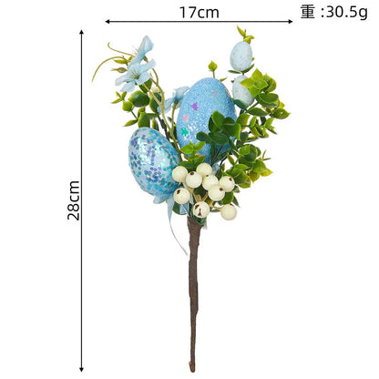 Easter Egg Artificial Flower | Branch Fake Plant Happy Easter Decor Party Home Vase Decor Diy Flower Arrangement Decorative Access