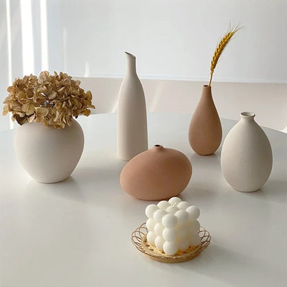 Minimalism Ceramic Vases | Nordic Art Flower Bottle Desktop Ornament Living Room Office Desktop Vase Table Decor Accessories