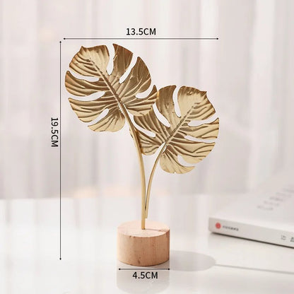 Golden Ginkgo Metal Leaf Feather | Metal Model Figurines Manual Desktop Crafts Ornaments Photo Props Statues Sculptures Home Decor