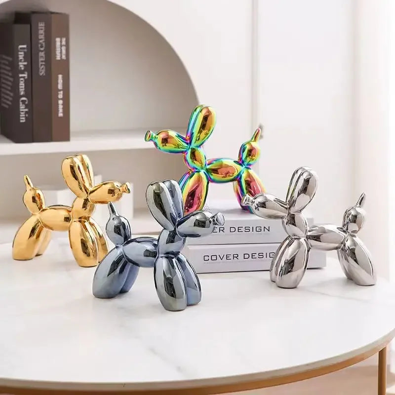 ERMAKOVA Creative Balloon Dog | 11cm/4.3inch Abstract Ceramic Ornament Sculpture Figurine Statue Home Office Decoration Gift