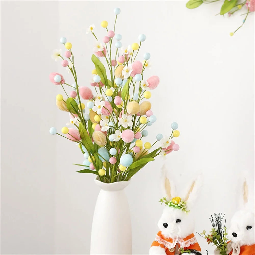 Easter Egg Artificial Flower | Branch Fake Plant Happy Easter Decor Party Home Vase Decor Diy Flower Arrangement Decorative Access