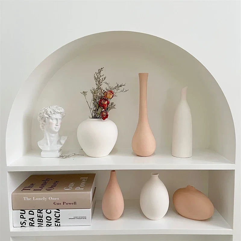 Minimalism Ceramic Vases | Nordic Art Flower Bottle Desktop Ornament Living Room Office Desktop Vase Table Decor Accessories